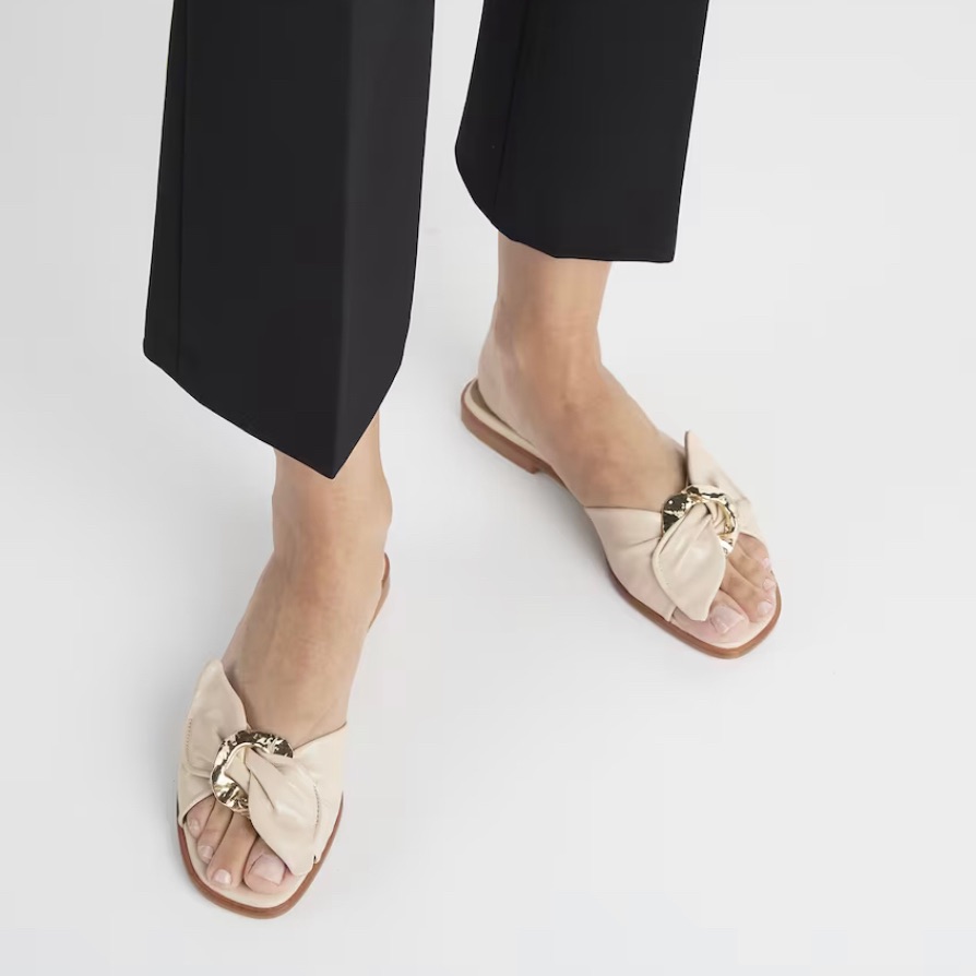 Flattered Ally Slide Beige Leather Sandals Size 37